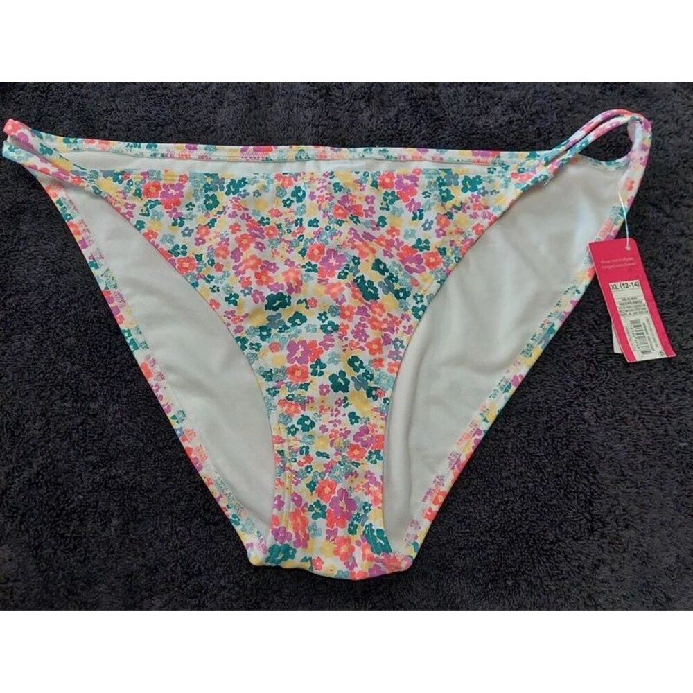 Xhilaration Size XL (12-14) Floral Bikini Bottom Cheeky Swimwear